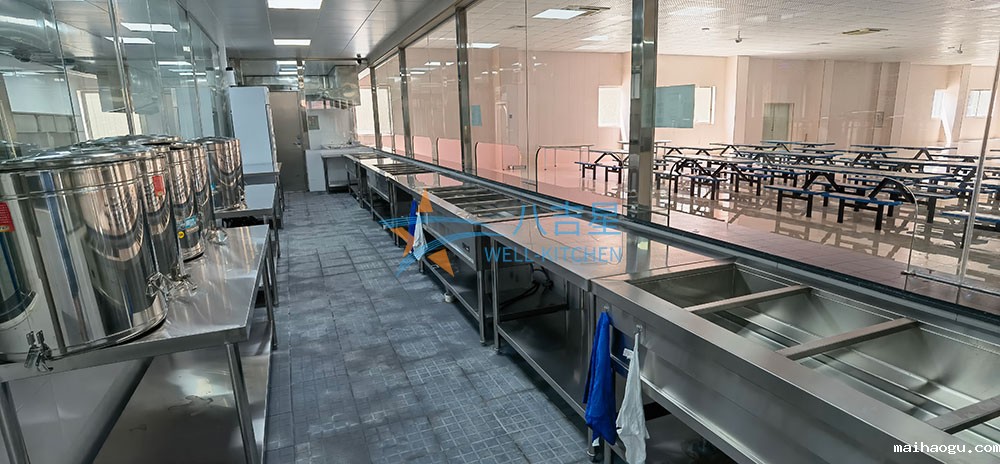 200-300人大型食堂厨房工程3d效果图