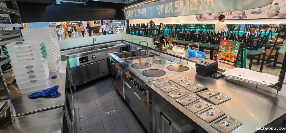 粥粉面店汤粉面粥店厨房工程3d效果图