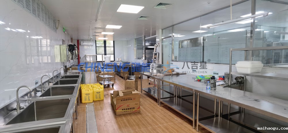 200-300人基础版智能食堂厨房工程3d效果图