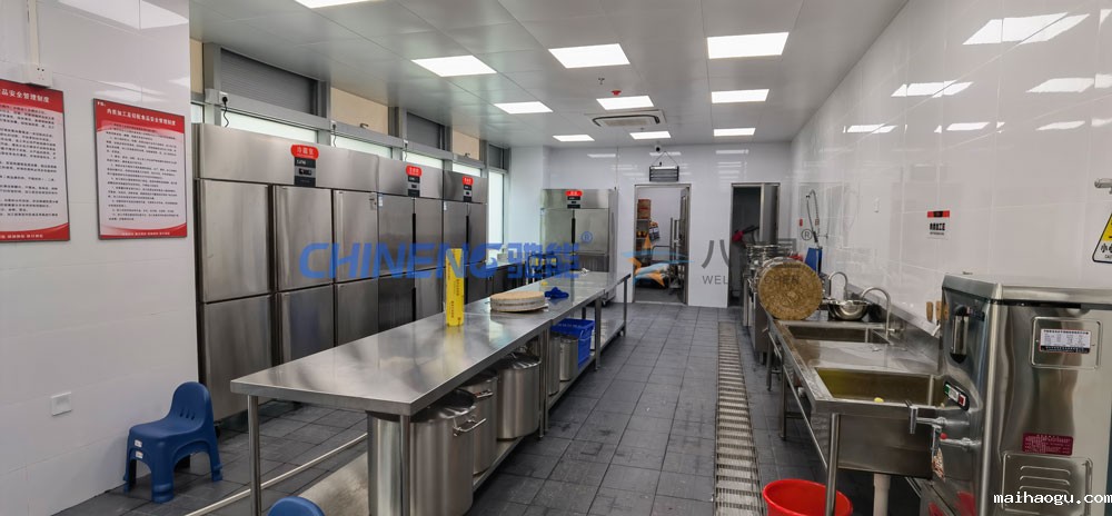 200-300人基础版智能食堂厨房工程3d效果图