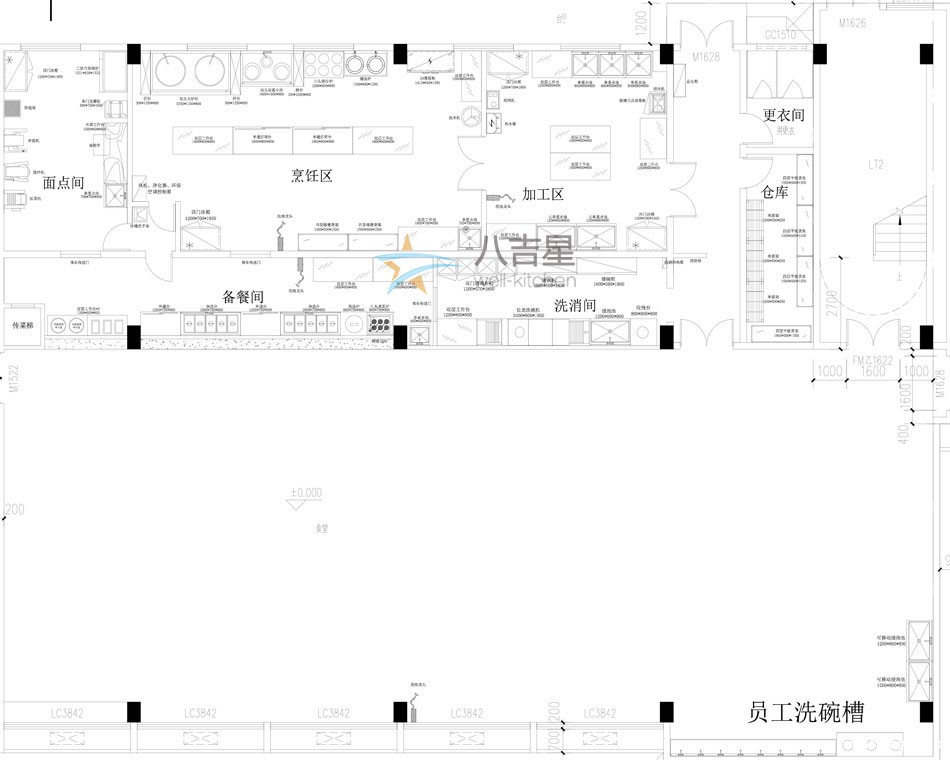 广州新莱福食堂厨房工程设计图 广州新莱福食堂厨房工程设计图