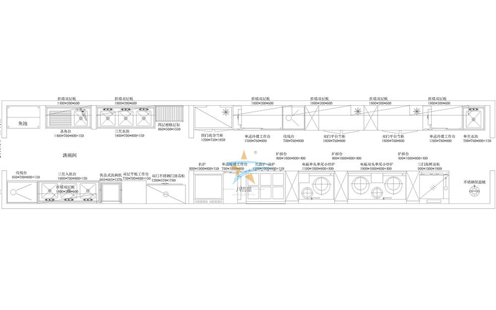 火车主题餐厅厨房工程设计图